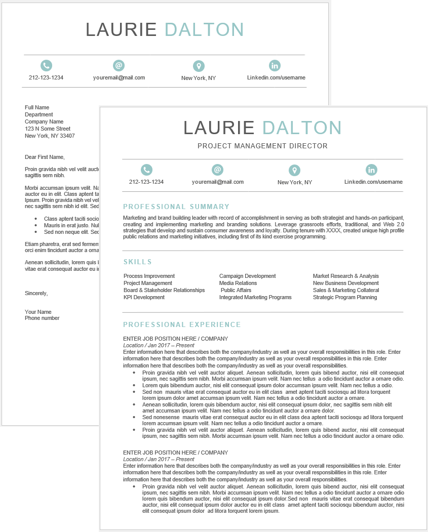 Laurie Dalton template 2020-10-18 w cover letter Elegant Resume Template, 1-column