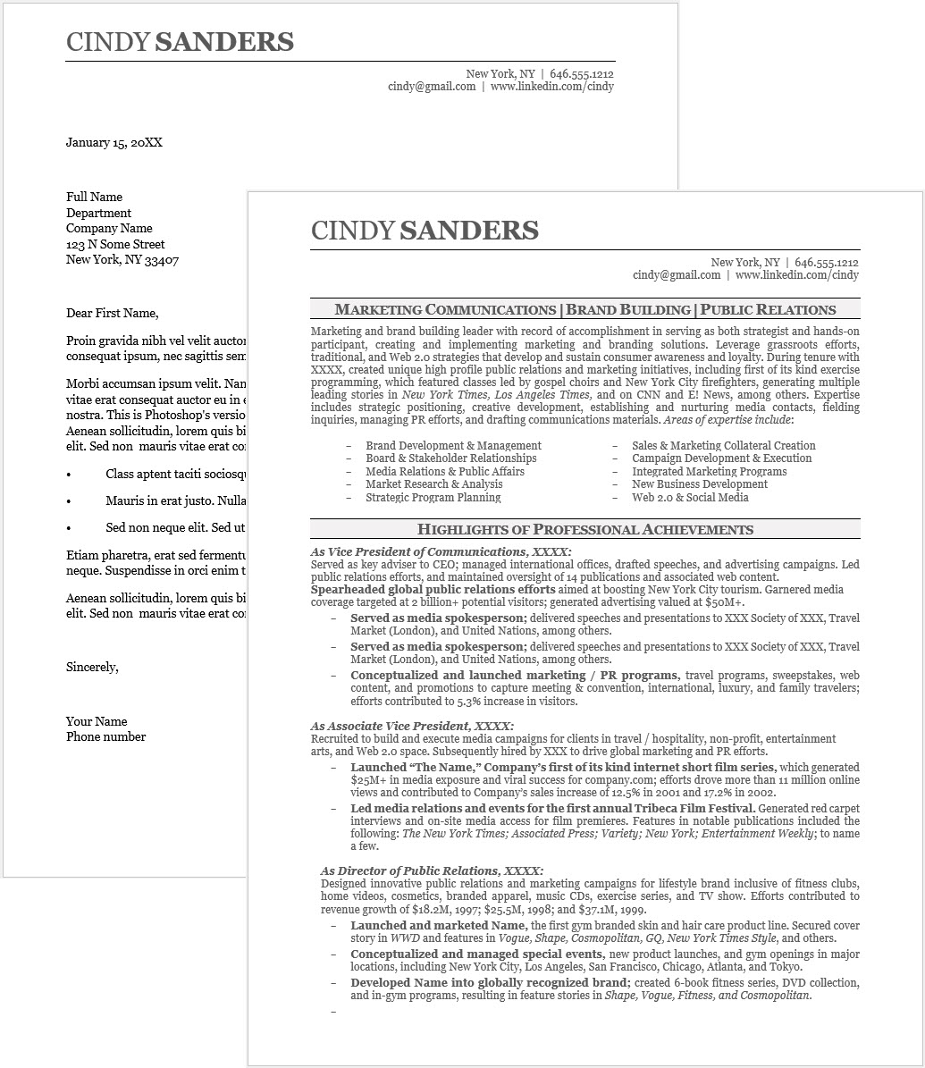 Template 03 BW Cindy Sanders r+cl Graphic Resume Template, 2-column