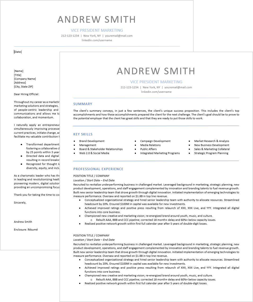 Elegant Resume Template, 1-column