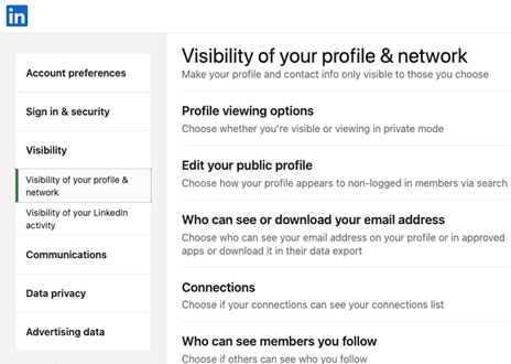 LinkedIn Optimization - Visibility of Profile